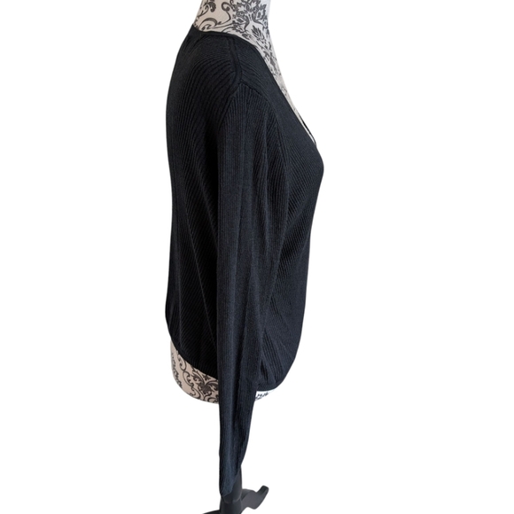 Banana Republic Cardigan With Silk Black Button Down V Neck Women's size Large - Picture 4 of 12